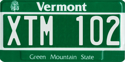 VT license plate XTM102