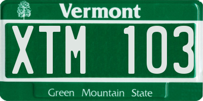 VT license plate XTM103