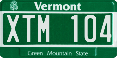 VT license plate XTM104
