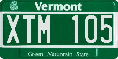 VT license plate XTM105