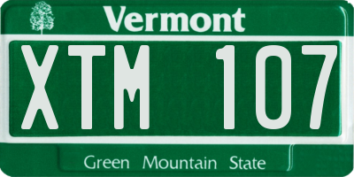 VT license plate XTM107