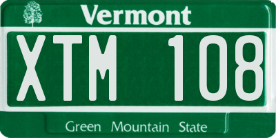 VT license plate XTM108