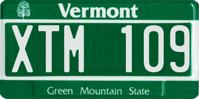 VT license plate XTM109