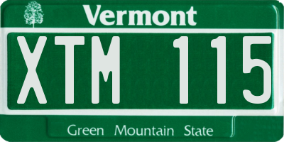 VT license plate XTM115