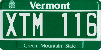 VT license plate XTM116