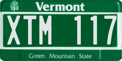 VT license plate XTM117