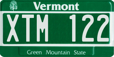 VT license plate XTM122