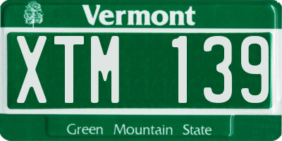 VT license plate XTM139