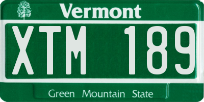 VT license plate XTM189