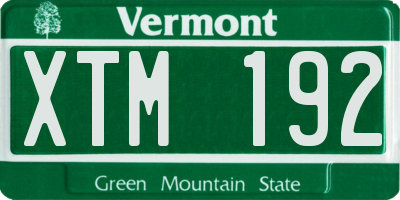 VT license plate XTM192