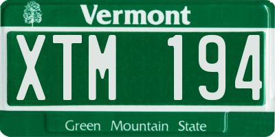 VT license plate XTM194