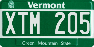VT license plate XTM205
