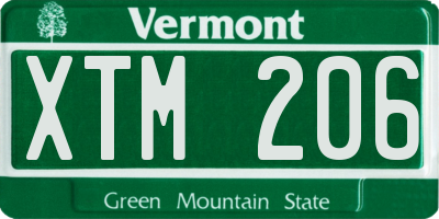 VT license plate XTM206