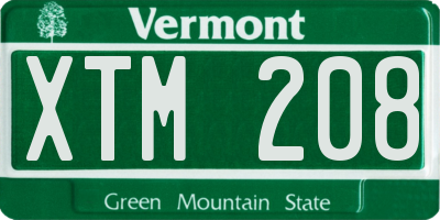 VT license plate XTM208