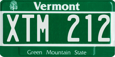 VT license plate XTM212