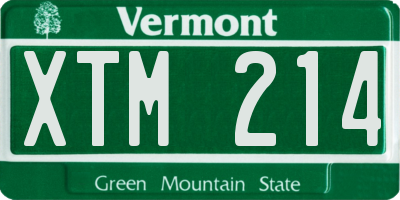 VT license plate XTM214