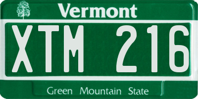 VT license plate XTM216
