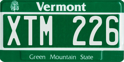 VT license plate XTM226
