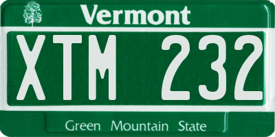 VT license plate XTM232