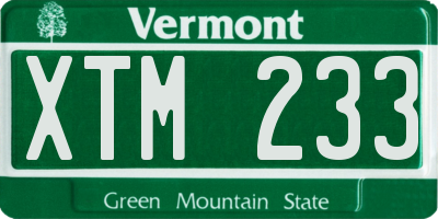VT license plate XTM233