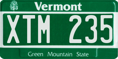 VT license plate XTM235