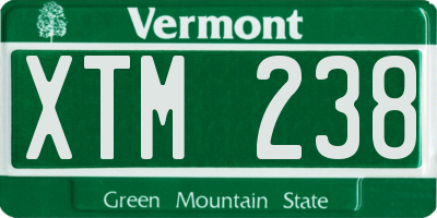 VT license plate XTM238