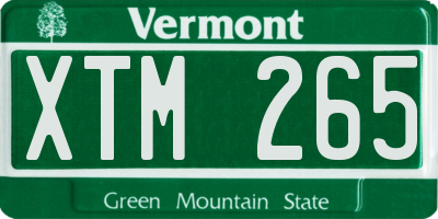 VT license plate XTM265
