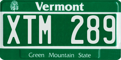VT license plate XTM289
