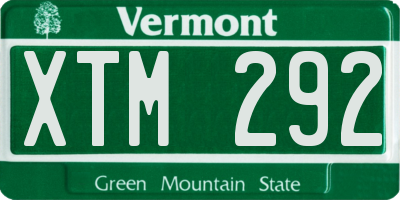 VT license plate XTM292