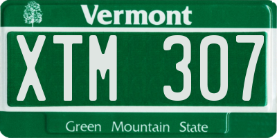 VT license plate XTM307
