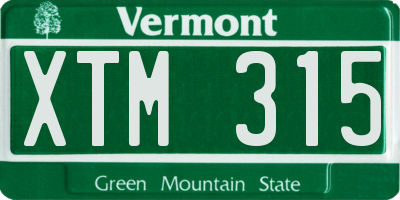 VT license plate XTM315