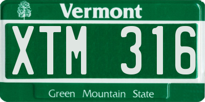 VT license plate XTM316