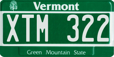 VT license plate XTM322