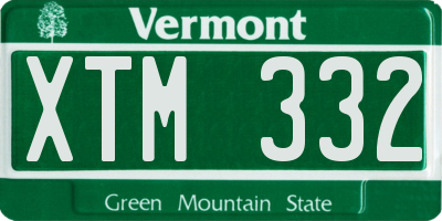 VT license plate XTM332