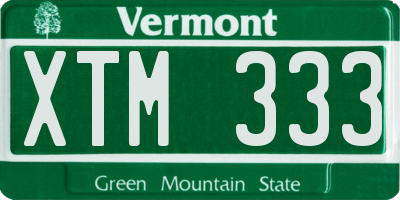 VT license plate XTM333