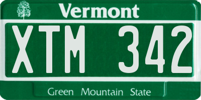 VT license plate XTM342