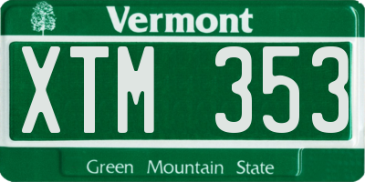 VT license plate XTM353