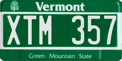VT license plate XTM357