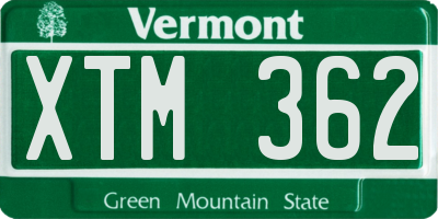 VT license plate XTM362