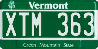 VT license plate XTM363