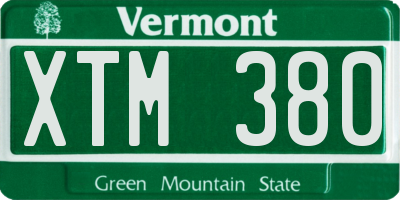 VT license plate XTM380
