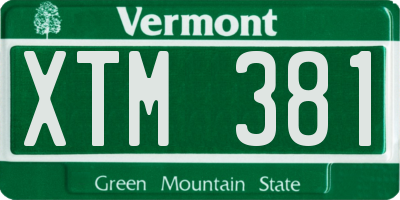 VT license plate XTM381
