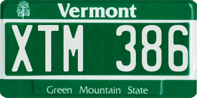 VT license plate XTM386