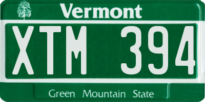 VT license plate XTM394