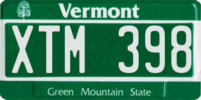 VT license plate XTM398
