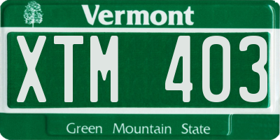 VT license plate XTM403