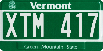 VT license plate XTM417