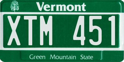 VT license plate XTM451