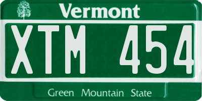 VT license plate XTM454