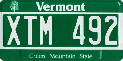 VT license plate XTM492